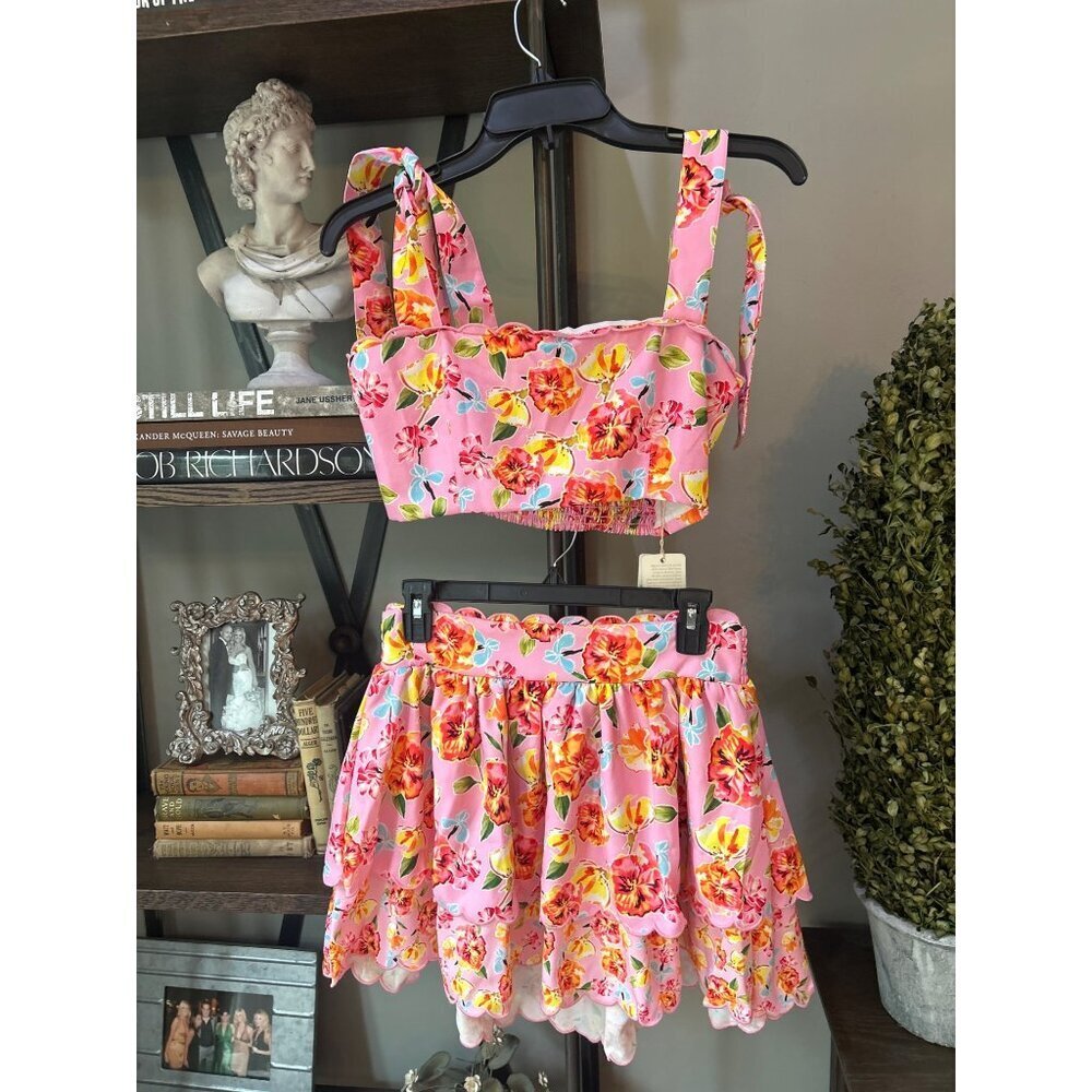 Agua Bendita Rhea Top and Skirt Pink Blossom Womens Size Large - Picture 6 of 12